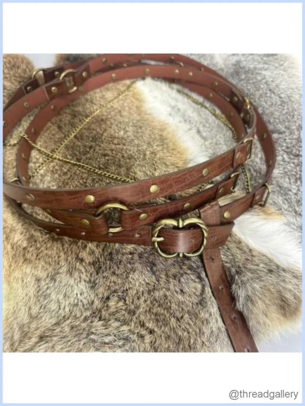 Medieval PU Leather Metal Chain Belt Renaissance Vintage Pirate